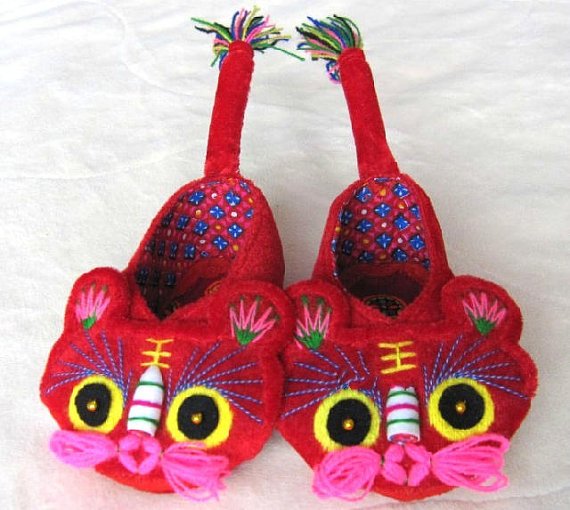 Handmade Tiger Head Baby Cotton Booties for Birthday of One full Age