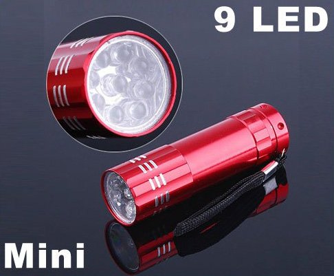 9 LED Flashlight Aluminium LED Torch LED Flashlight 30pcs/lot