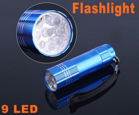 Mini 9 LED Handheld Flashlight Lamp Torch Lights 15pcs/lot Free Shipping