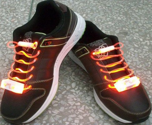 LED Light Up Shoelaces Flash Shoestrings Orange 10sets/lot Free Shipping