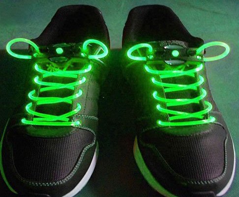 Green LED Light Up Shoes shoelaces Luminous shoestring Flash Glow Stick 5sets/lot Free Shipping