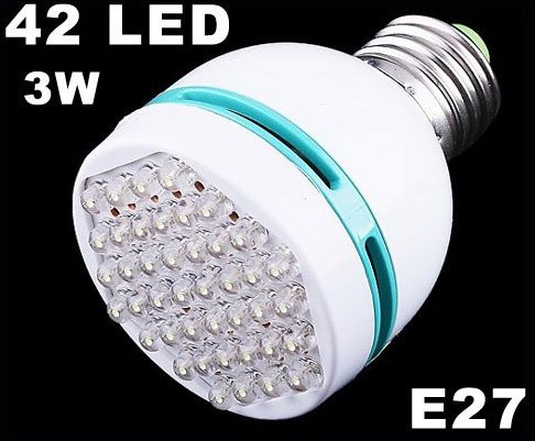 42 LED White Light E27 Screw Head Bulb 3W Energy Saving Lamp 20pcs/lot Wholesale