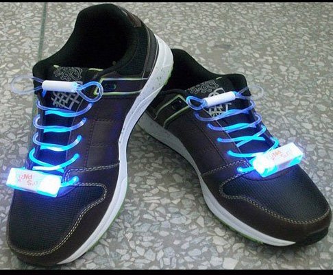 LED Light Up Shoelaces Flash Shoestrings Blue 5sets/lot Free Shipping