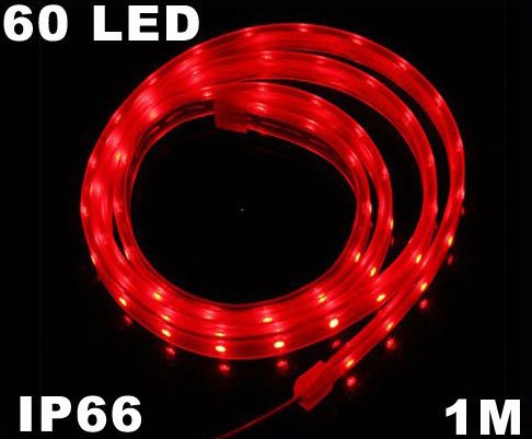 Red IP66 Waterproof 60 LED Red 4.8W LED Strip Light Free Shipping Retail