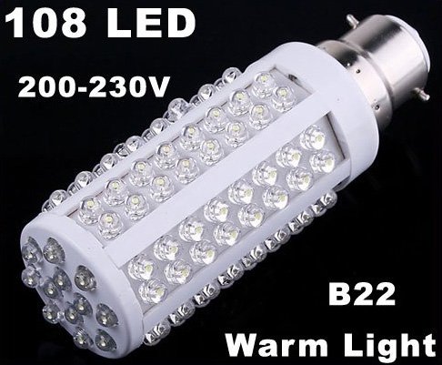 220V Bulb B22 5W 450LM Warm Light 108 LED Corn Light 20pcs/lot Wholesale