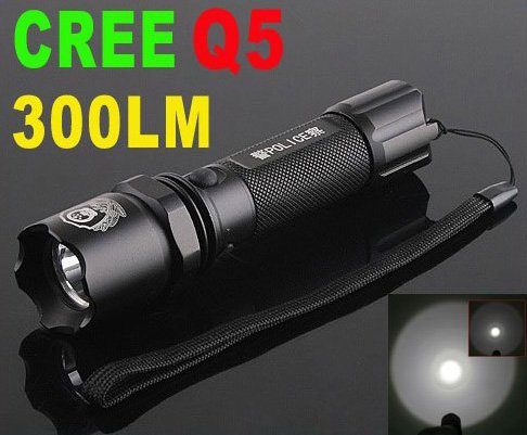 CREE Q5 LED 300LM 3-Modes 18650 Rechargeable LED Flashlight/Cree flashlight/LED Torch Free Shipping
