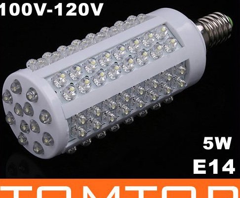 E14 Screw 5W 110V 108 Cold White LED Corn Light Free Shipping