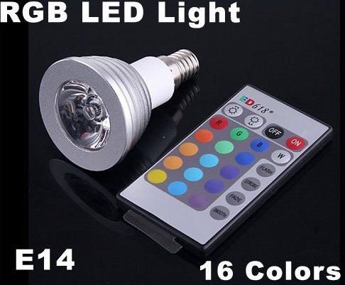 3W Energy-saving Remote Control RGB E14 LED Light Bulb 10pcs/lot Free Shipping