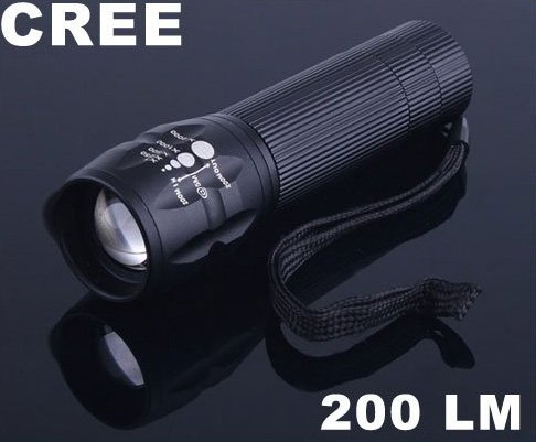 3 Modes Zoomable CREE 200 Lumen LED Flashlight LED Torch 10pcs/lot