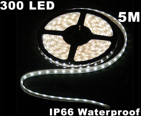 Cold White IP66 Waterproof 5M SMD 3528 300 LED Strip Light Free Shipping