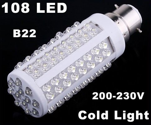 220V Bulb B22 5W 450LM Cold Light 108 LED Corn Light 20pcs/lot Wholesale