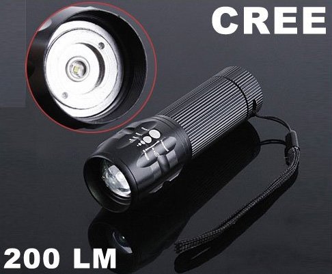 CREE LED Zoomable 3 Mode 200 Lumen LED Flashlight CREE Torch CREE LED Flashlight