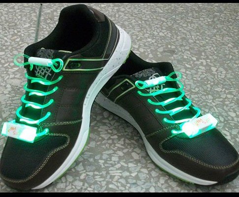 LED Light Up Shoelaces Flash Shoestrings Green 10sets/lot Free Shipping