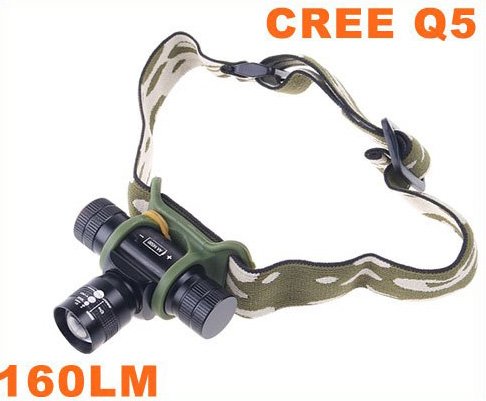 Adjustable Focus Beam CREE Q5 LED Torch Light Flashlight Headlamp 10pcs/lot