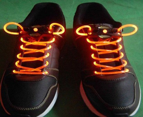 Orange LED Light Up Shoes shoelaces Luminous shoestring Flash Glow Stick 5sets/lot Free Shipping