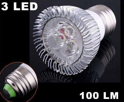100LM E27 3W Energy Saving Cold White 3 LED Light Lamp Bulb Free Shipping Retail