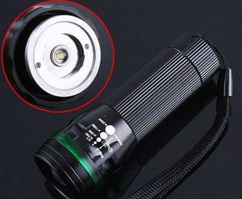 4 COLOR! 3 Mode Adjustable Zoom Torch CREE LED Flashlight Free Shipping Retail