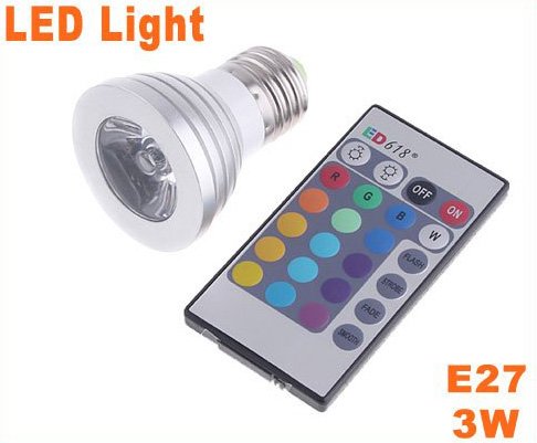 3W E27 Remote Control 16 Color Spot LED Bulb Lamp 5pcs/lot Free Shipping