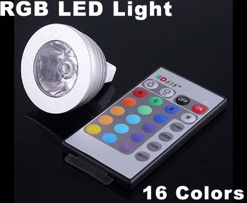 3W Energy-saving Remote Control 16 Colors MR16 RGB LED Light Bulb 10pcs/lot Free Shipping