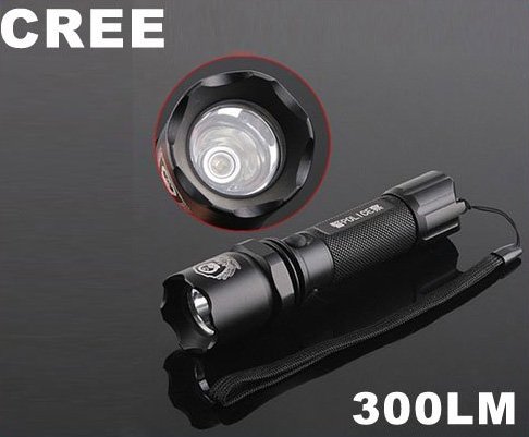 CREE Q5 LED 300LM 3-Modes 18650 Rechargeable Flashlight Torch 5pcs/lot Free Shipping