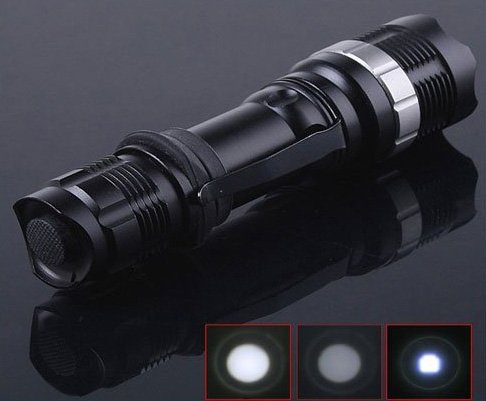 3W Adjustable Focus Beam CREE Q5 LED Flashlight Torch free shipping