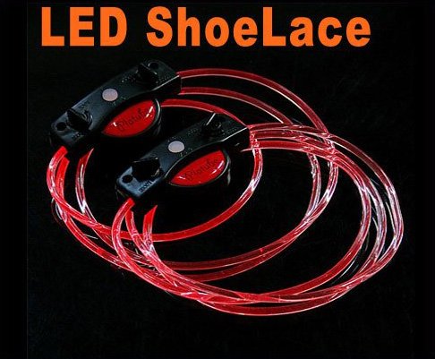 LED Light Up Shoelaces Flash Shoestrings Red 5sets/lot Free Shipping