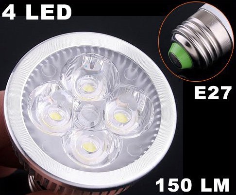 E27 150LM 4W Energy Saving Cold White 4 LED Light Bulb Free Shipping Retail
