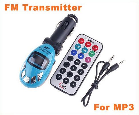 Best Usb Car FM Transmitter for Car MP3 with SD MMC SLOT Blue 20pcs/lot