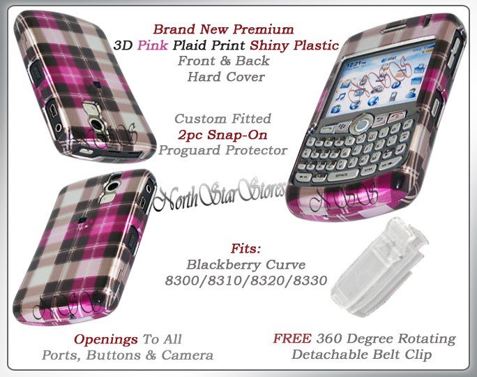 BLACKBERRY CURVE 8310 8320 8330 PINK CHECKERED CASE NEW