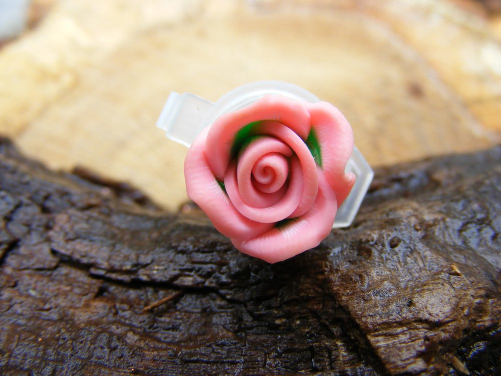 Small Pink Clay Rose Micro Geocaching Container