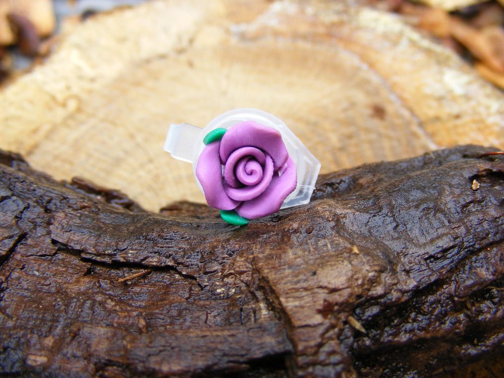 Small Lavender Clay Rose Micro Geocaching Container