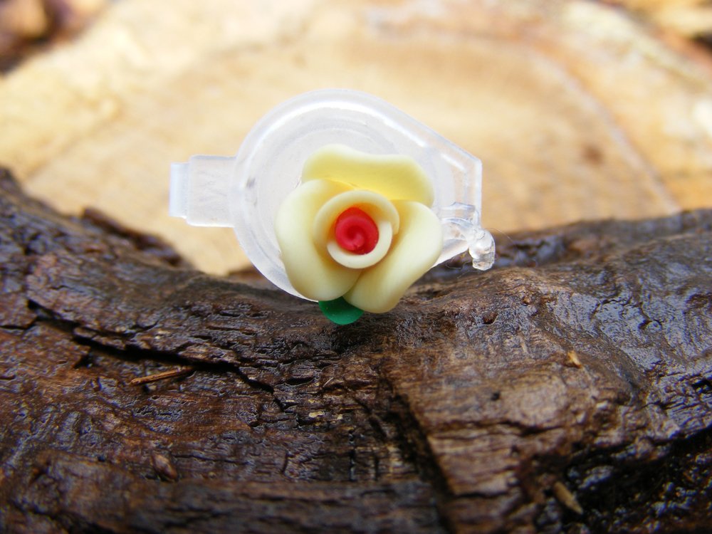 Tiny Yellow Clay Flower Micro Geocaching Container