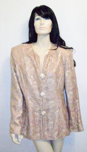 Vintage 80's Gold Sequins Lace Blazer Jacket (ML)