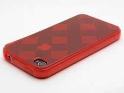 Square Pattern TPU Case for Apple iPhone 4 - Red