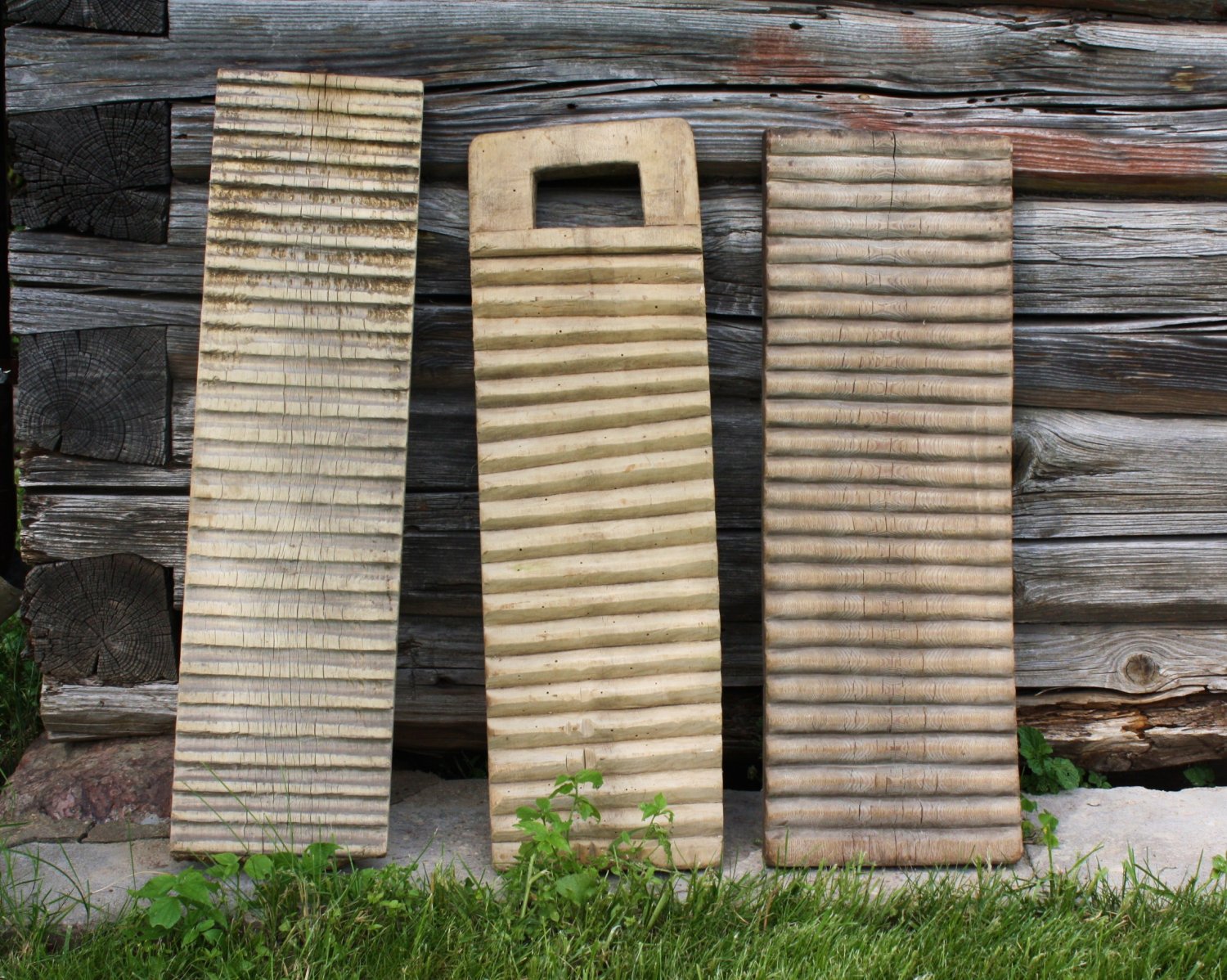 Old Primitive Carved Wooden Washboards