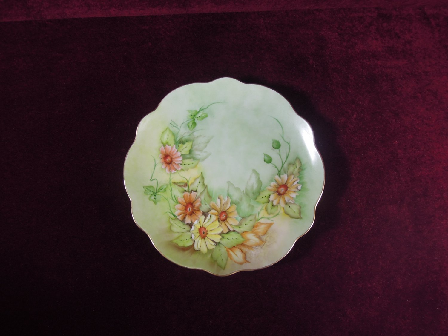 Porcelain Cabinet Plate Hand painted Collectible Signed Caroline Minke