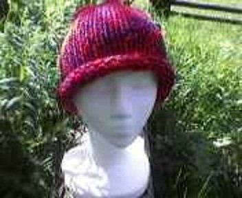 Red and Navy Size Large Knit Beanie