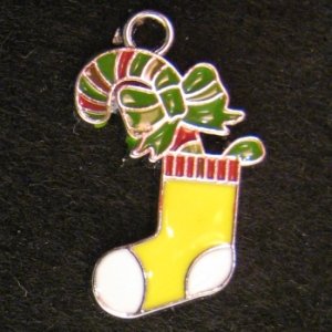Christmas Sock Pendant (Yellow/White)