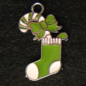Christmas Sock Pendant (Green/White)
