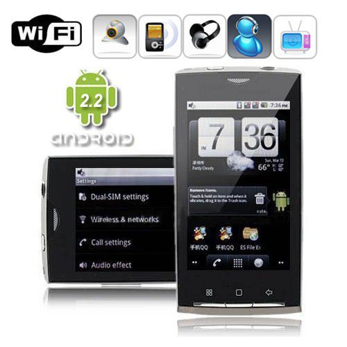 Android 2.2 Dual SIM 3.6 Inch Touch Screen Smart Phone with WIFI + TV + GPS