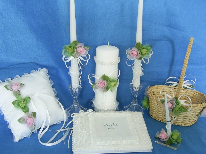 Handcrafted Springtime Parade 4 piece Wedding Accessories Set