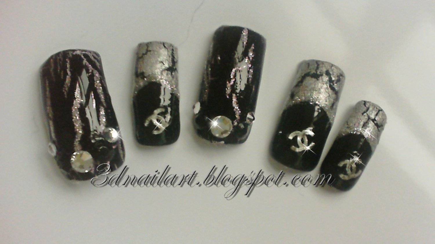 SALE! Silver & Black Chanel Crackle Set