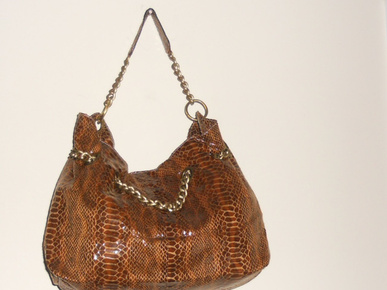 BROWN FAUX SNAKE SKIN DESIGNER INSPIRED HANDBAG
