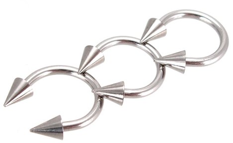 Stainless Steel Horseshoe Barbell with Spikes - 14G 5/16" 3.5mm