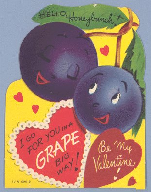 Vintage Valentine GRAPE BIG WAY Personified Food