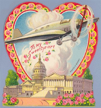 Vintage Valentine AIRPLANE OVER CAPITOL BUILDING 1910s