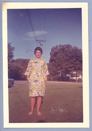 Vintage Photo WOMAN IN COLORFUL MUMU early 1960s