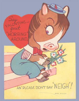 Vintage Valentine 1950s HORSE Don't say NEIGH