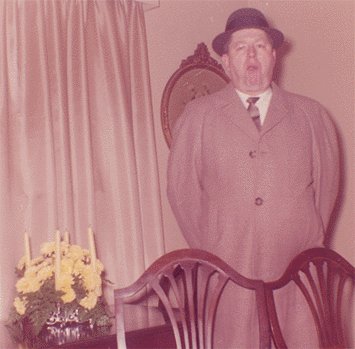 Vintage Photo 1950s MAN in HAT by YELLOW FLOWER BOUQUET