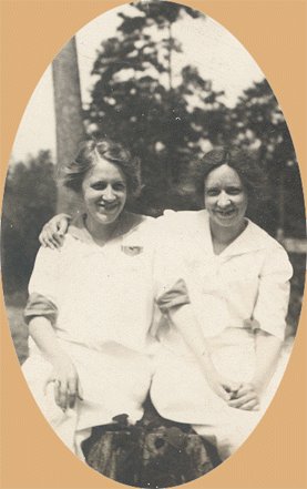 Vintage Photo 1910s TWO WOMEN SEATED ON STUMP